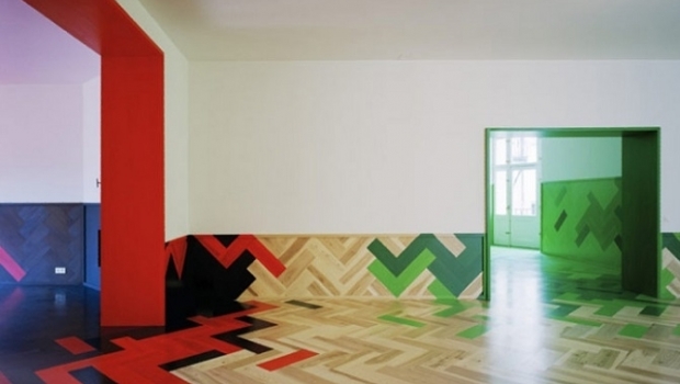 Colored parquet flooring