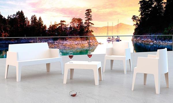 Cube white resin garden furniture set by Sediarreda