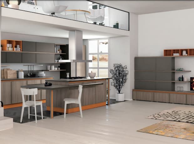 Colors that match with orange, Creo Kitchens kitchen