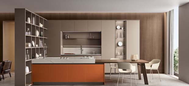 Orange kitchen, Veneta cucine solutions