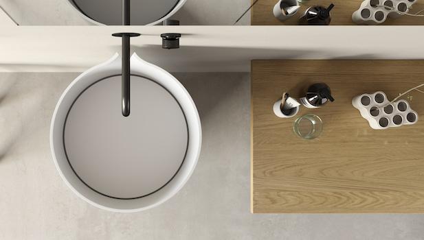 Bagno color crema e bianco, lavabo Smoking - Foto: Rexa Design