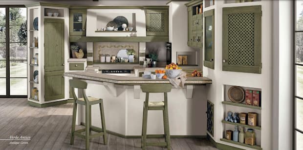 Cucine rustiche country, modello Anita verde antico di LUBE