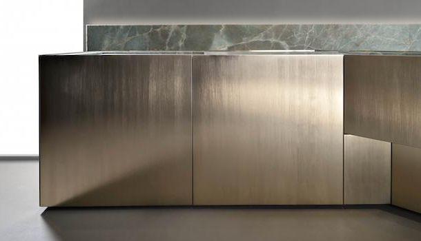 Ante cucina in alluminio trattato in oro 24k, Maya Oro - Foto: Modulnova